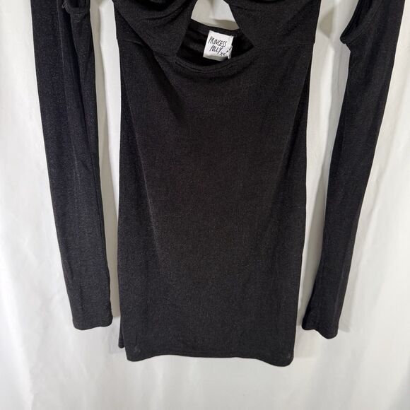 New Princess Polly Giovanni Mini Dress Womens 6 Black Pull On Unlined Semi Sheer - Picture 3 of 15